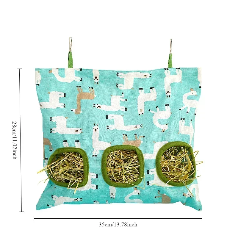 Hanging Feeding Bag Pet Hay Bag for Guinea Pigs Small Animal Feeder Rabbit 3 Holes Food Dispensers Bag Rack Cage Accessories thumbnail 4