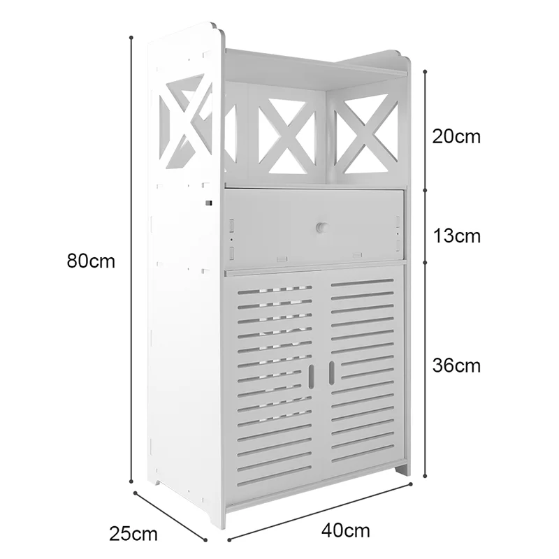 Bathroom Storage Cabinet 3 Tier Cabinet Organizer with Door Bathroom Furniture Free-standing Bathroom Storage Unit thumbnail 6