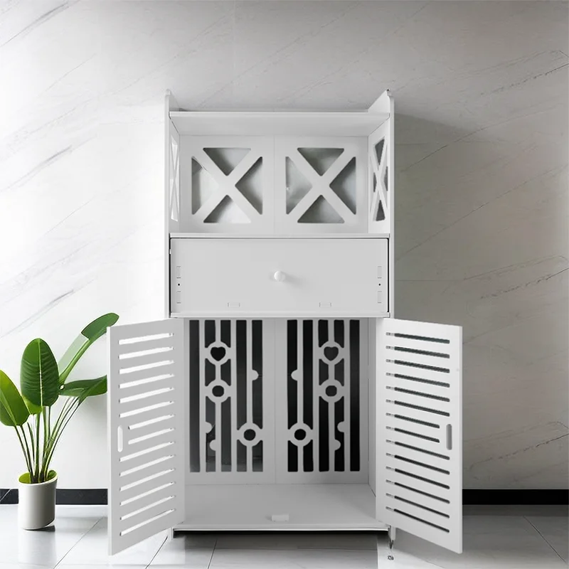 Bathroom Storage Cabinet 3 Tier Cabinet Organizer with Door Bathroom Furniture Free-standing Bathroom Storage Unit thumbnail 5