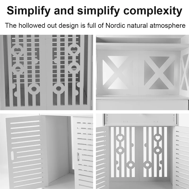 Bathroom Storage Cabinet 3 Tier Cabinet Organizer with Door Bathroom Furniture Free-standing Bathroom Storage Unit thumbnail 3