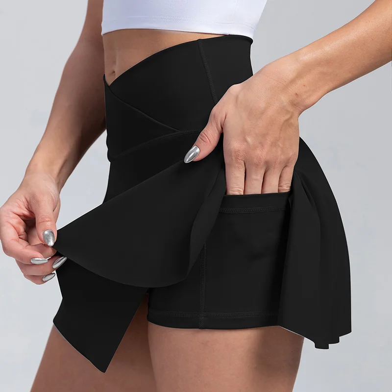 Women Pleated Tennis Skirt with Pockets Shorts Athletic Skirts Crossover High Waisted Gym Golf Skorts Workout Sports Skirts thumbnail 4