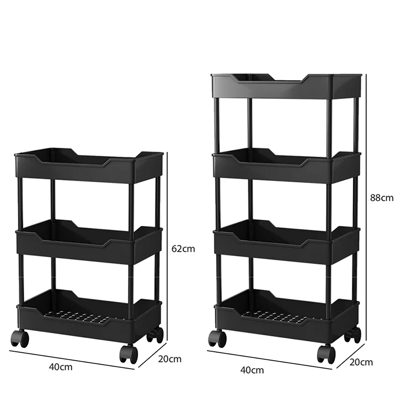 3/4 Tier Mobile Kitchen Organizer Cart With Wheels Rolling Cart Storage Shelf Trolley Bathroom Storage Rack Bar Cart thumbnail 6