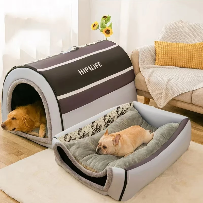 Removable Dog Warm House Washable Pet bed for Large Medium Dogs Travelling Portable Classic Design Pet House Sleeping Bed thumbnail 4