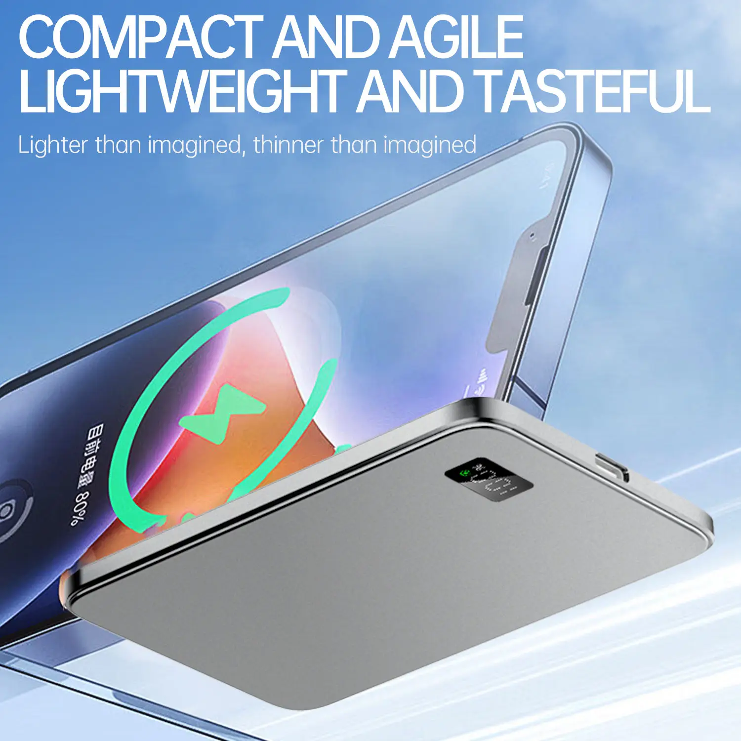 Ultra Thin Power Bank for MagSafe,Magnetic Wireless Fast Charging LED Display Portable Battery For iPhone Samsung Phone Airpods thumbnail 3