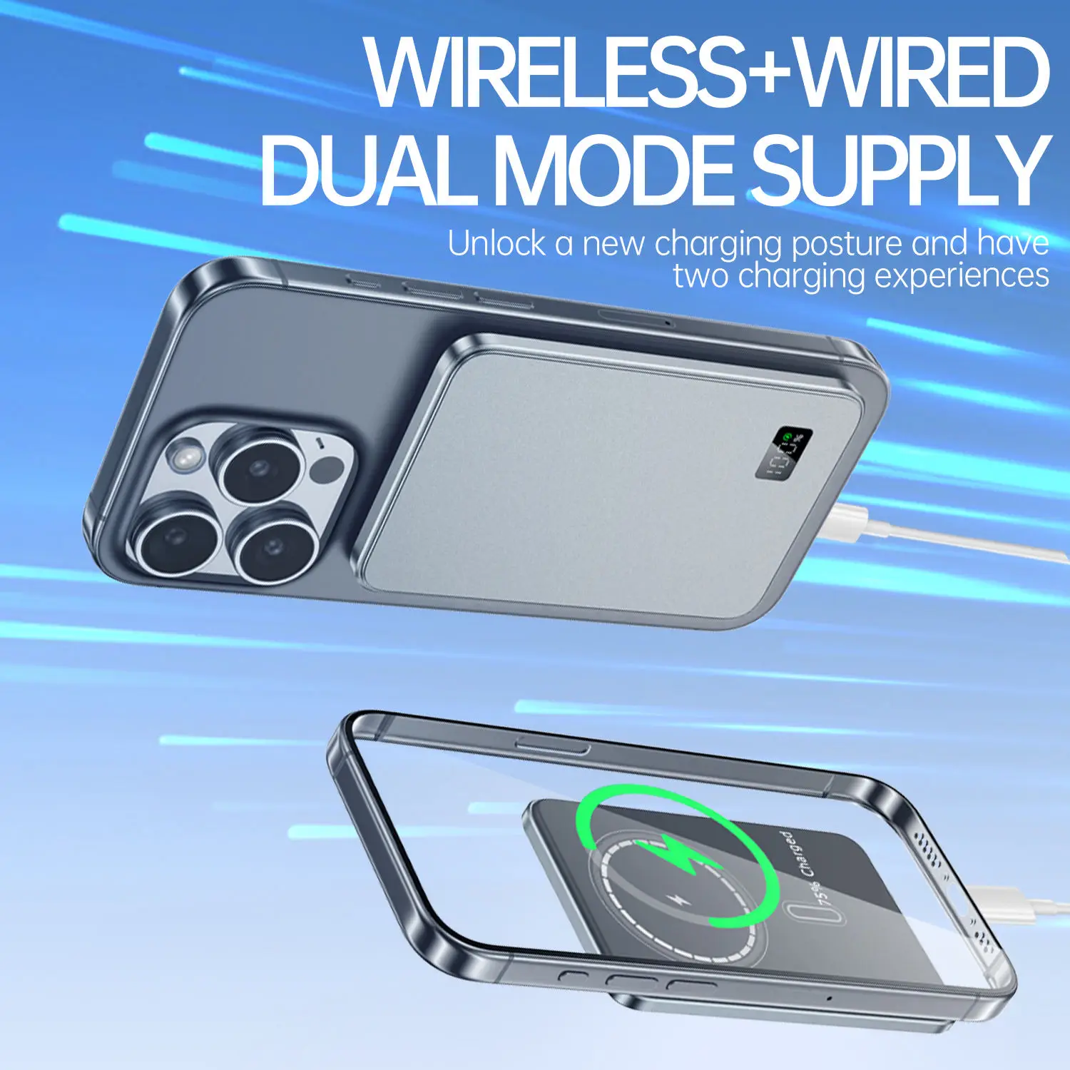 Ultra Thin Power Bank for MagSafe,Magnetic Wireless Fast Charging LED Display Portable Battery For iPhone Samsung Phone Airpods thumbnail 2