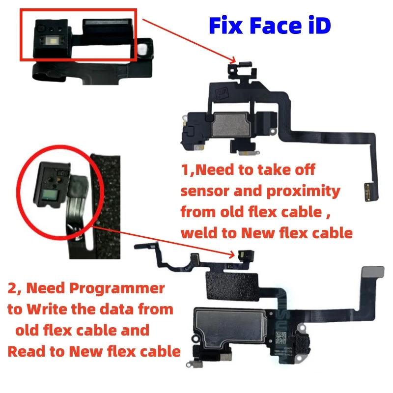 1pcs Earpiece Flex Cable for iPhone 12 Pro Max 11 X XR XS Top Front Ear Speaker Sensor Proximity Small Headset Fix Face id Parts thumbnail 2