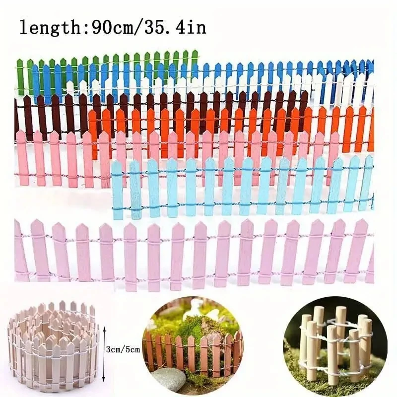 Fairy Garden Mini Fence, 35.5 Inch Wooden Miniature Picket Fence Border Decoration, Suitable For DIY Bonsai, Succulents, Flower thumbnail 4
