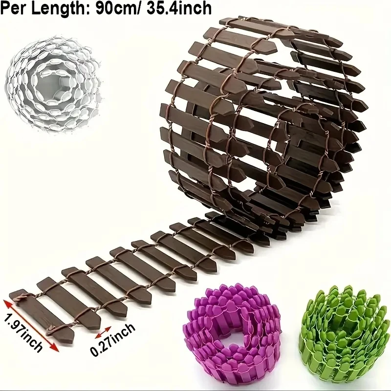 Fairy Garden Mini Fence, 35.5 Inch Wooden Miniature Picket Fence Border Decoration, Suitable For DIY Bonsai, Succulents, Flower thumbnail 6