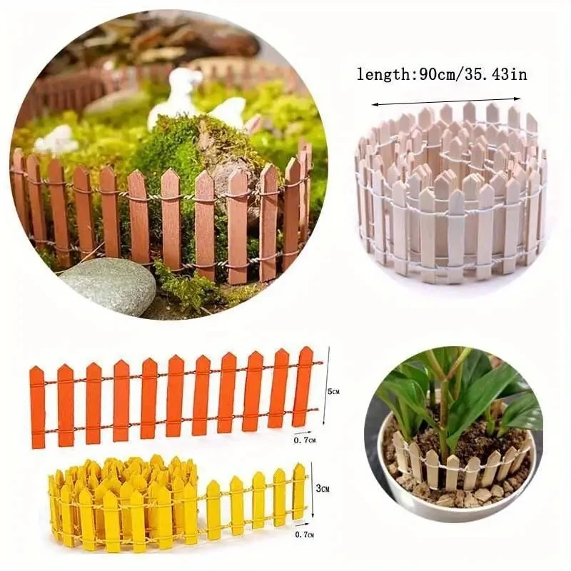 Fairy Garden Mini Fence, 35.5 Inch Wooden Miniature Picket Fence Border Decoration, Suitable For DIY Bonsai, Succulents, Flower thumbnail 2