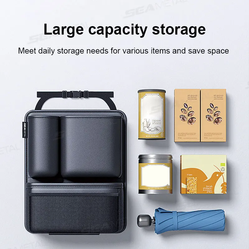 SEAMETAL Leatherette Car Trunk Organizer Large Capacity Seat Back Storage Bag with 4 Pockets Multifunction Use for Car Trunk SUV thumbnail 5
