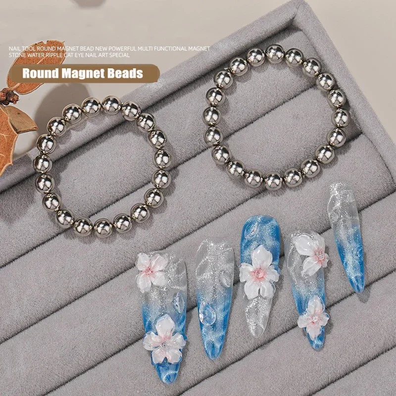 Round Magnetic Bead Nail Art Multi-Functional Powerful Magnet Cube Stones for Water Wave Ripple Cat Eye Design Manicure Tools thumbnail 2