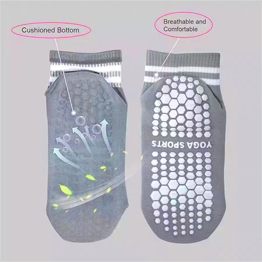 Grip Socks for Women, Non Slip Pilates Yoga Socks with Double Stripes Non Slip Socks for Workout, Ballet, Athletic Socks thumbnail 5