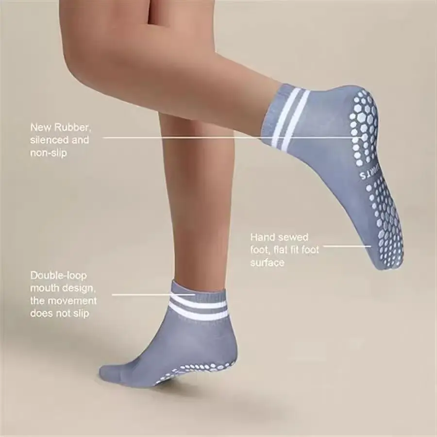 Grip Socks for Women, Non Slip Pilates Yoga Socks with Double Stripes Non Slip Socks for Workout, Ballet, Athletic Socks thumbnail 4