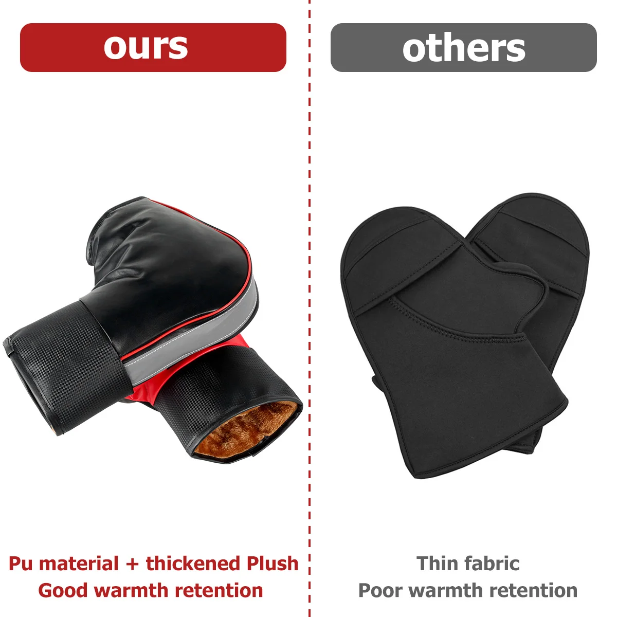 1Pair Motorcycle Handlebar Muffs Protective Motorcycle Scooter Thick Warm Grip Handle Bar Muff Rainproof Winter Warmer Gloves thumbnail 5