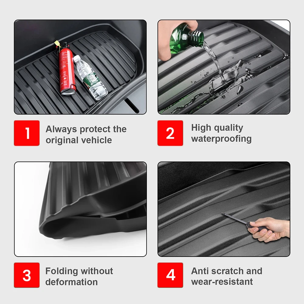 for Tesla Model 3 / Y Front Rear Trunk Mats Upgrade TPE Lower Storage Box Pads Protective Cover Cargo Liner Trunk Tray Floor Mat thumbnail 5