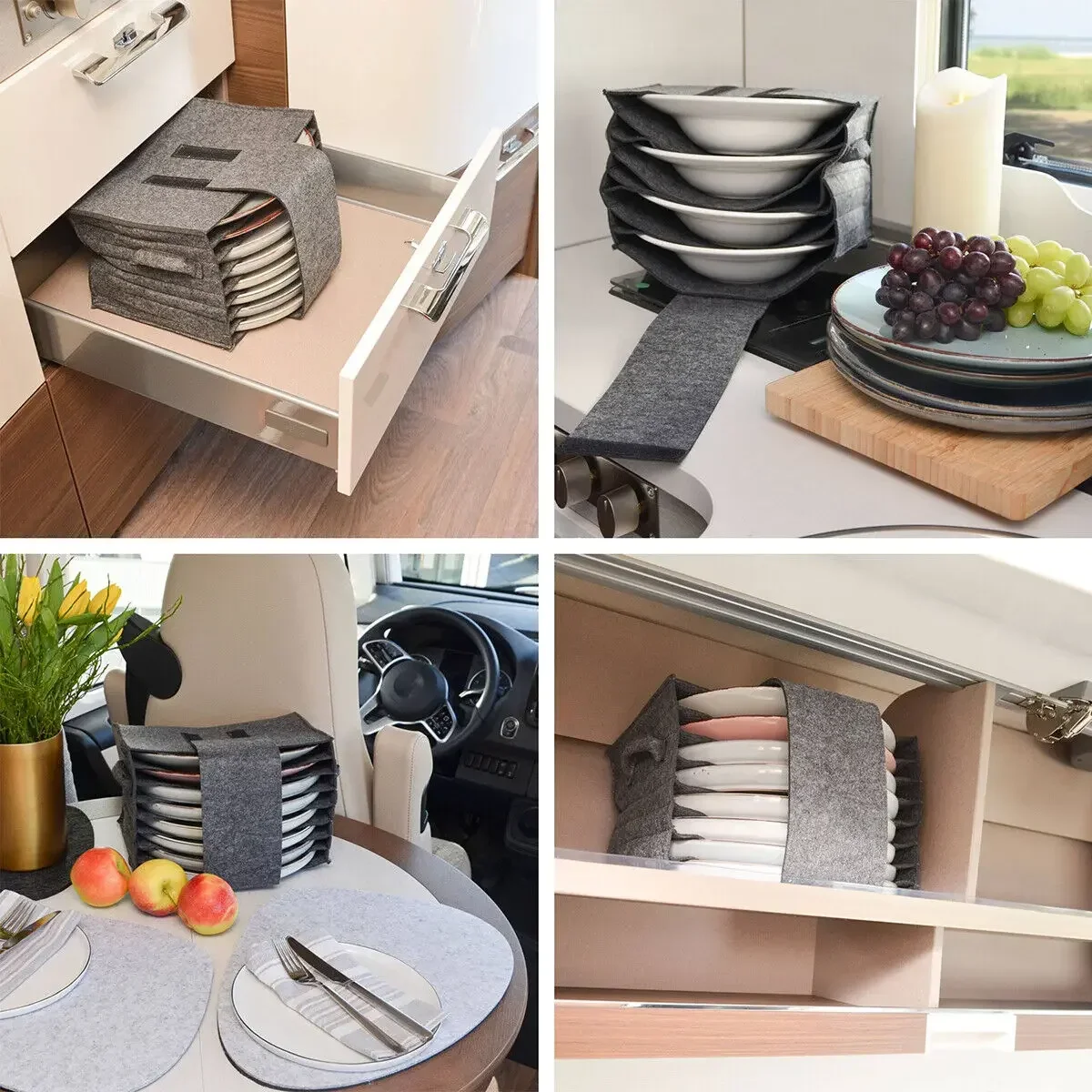 Caravan Plate Holder Tableware Storage Bag For Motorhome Campervan Boat Cupboard Interior Accessories RV Tableware Racks Parts thumbnail 4