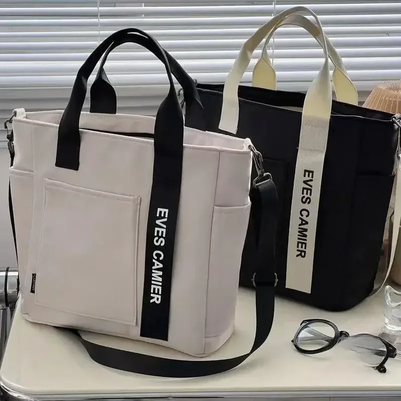 2024 New Casual Tote Large Capacity Shoulder Bag Nylon Waterproof Canvas Handbag Simple Fashion Messenger Bags for Schoolgirl thumbnail 2