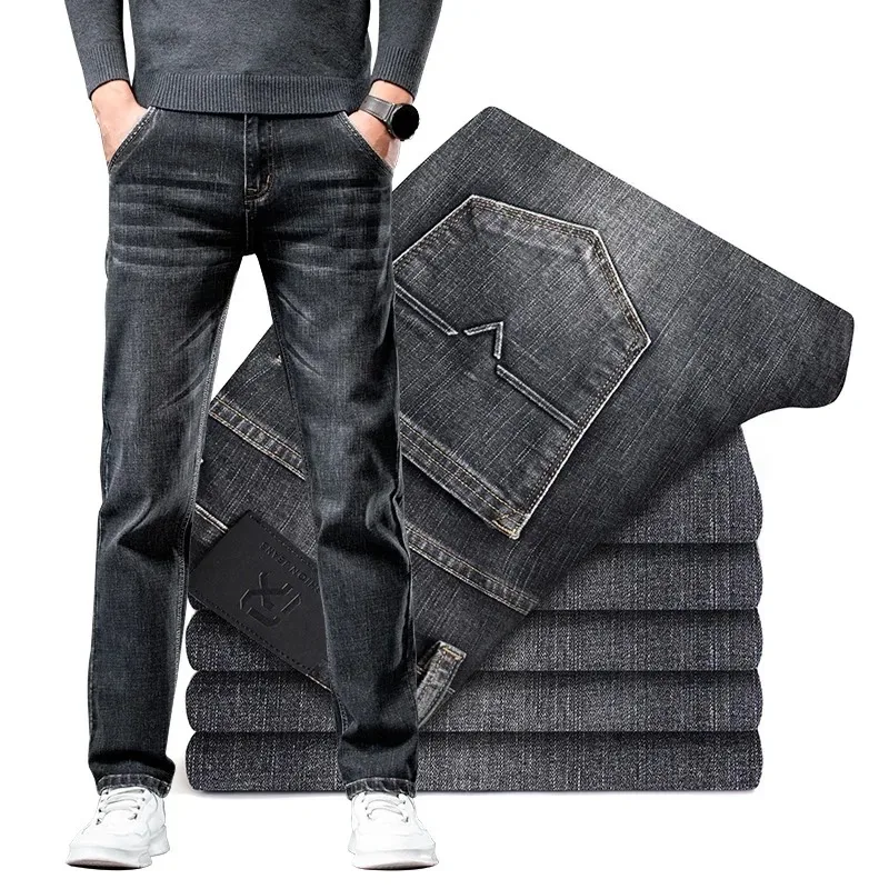 2026 Regular Fit Jeans Classic Style  Spring Summer New Men's Light Blue Stretch Denim Fabric Pants Male Brand thumbnail 5