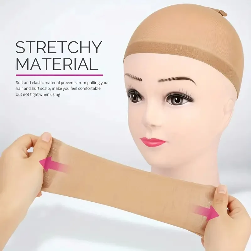 Stretchy Mesh Wig Caps 2 10 12 20Pcs/Pack Light Brown Colo Wig Caps Hair Nets Weave Hairnets for Cosplay, Daily Use thumbnail 6