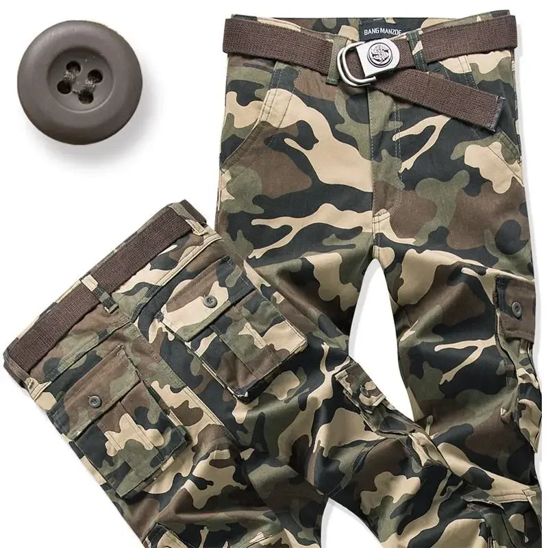Men's Spring Autumn Loose-fit Straight-leg Cargo Pants Multi-pocket Casual Pants Trousers For Men thumbnail 5