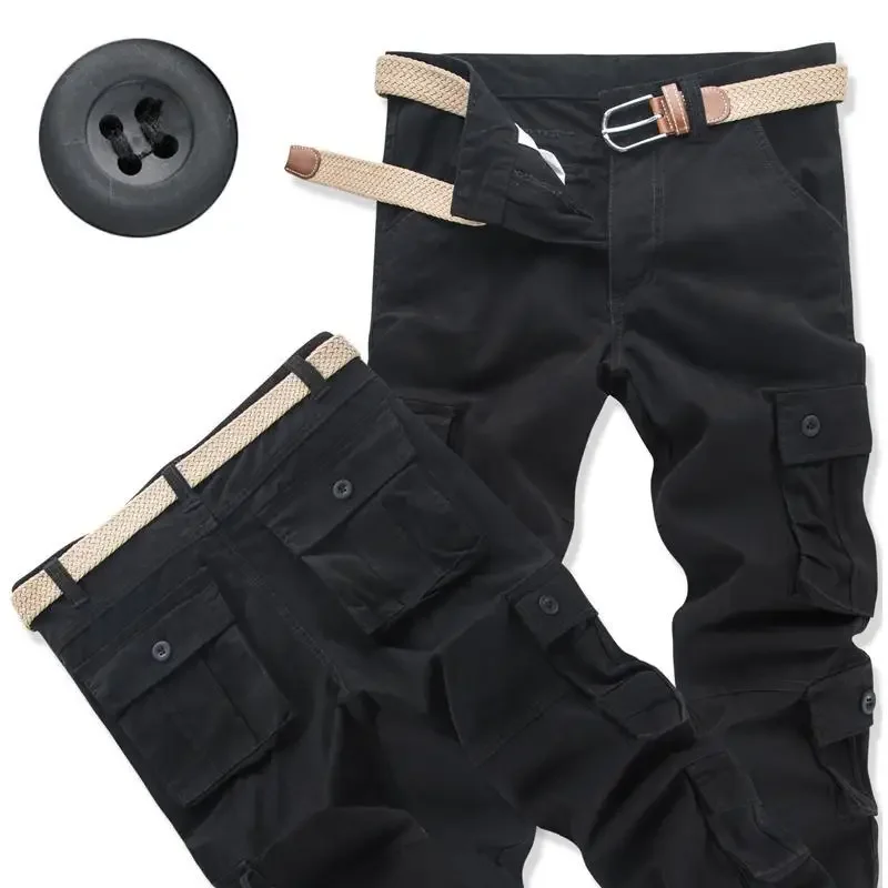 Men's Spring Autumn Loose-fit Straight-leg Cargo Pants Multi-pocket Casual Pants Trousers For Men thumbnail 2