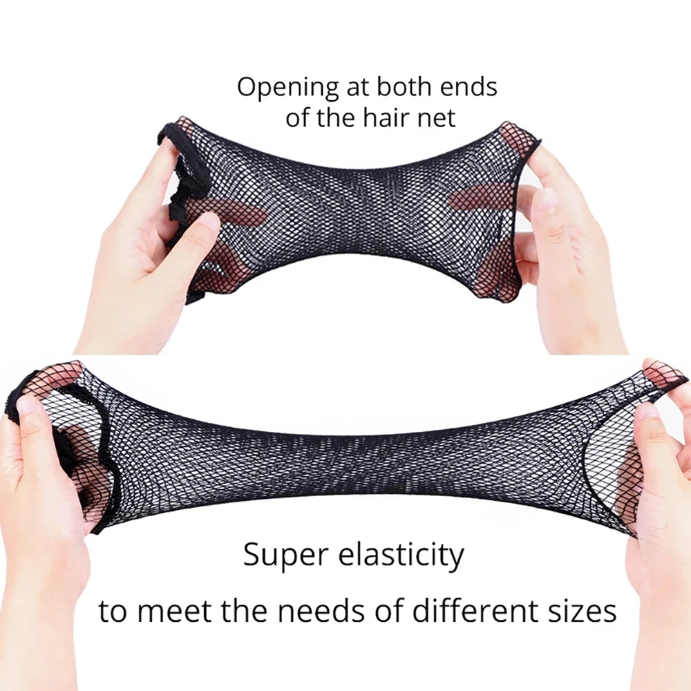 1x BLACK HAIR ELASTIC WIG CAP FISHNET LINER WEAVING MESH STOCKING SLEEP NET thumbnail 2