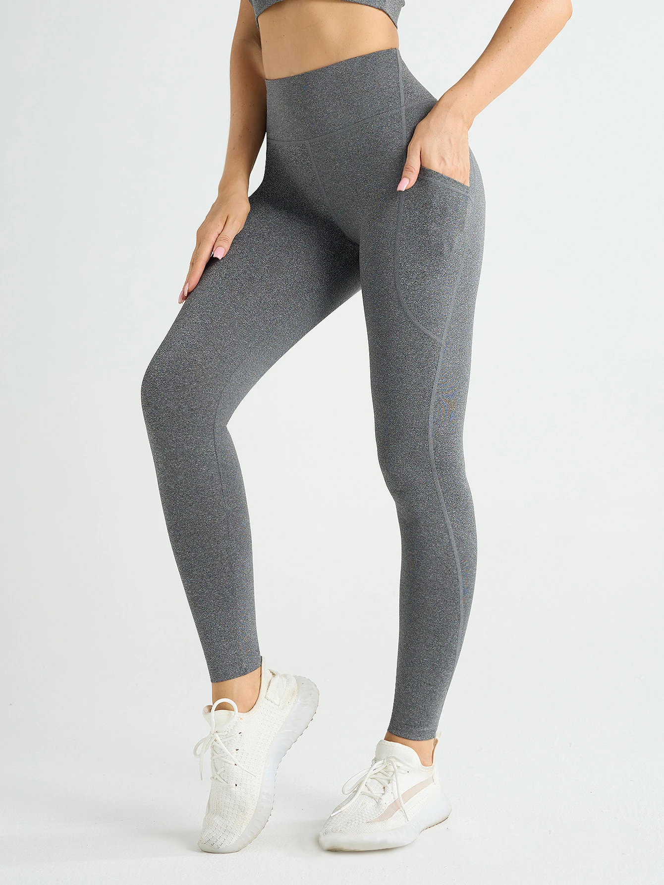 Solid Color Side Pockets Leggings For Women High Waist Sportswear Cycle Yoga Pants Push Up Fitness Leggings thumbnail 6