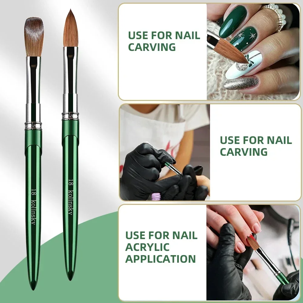 New High Quality Kolinsky Acrylic Nail Brush New Product Metal 100% Pure Kolinsky Brush for Acrylic Nails Sizes 2-18 Nail Tool thumbnail 5