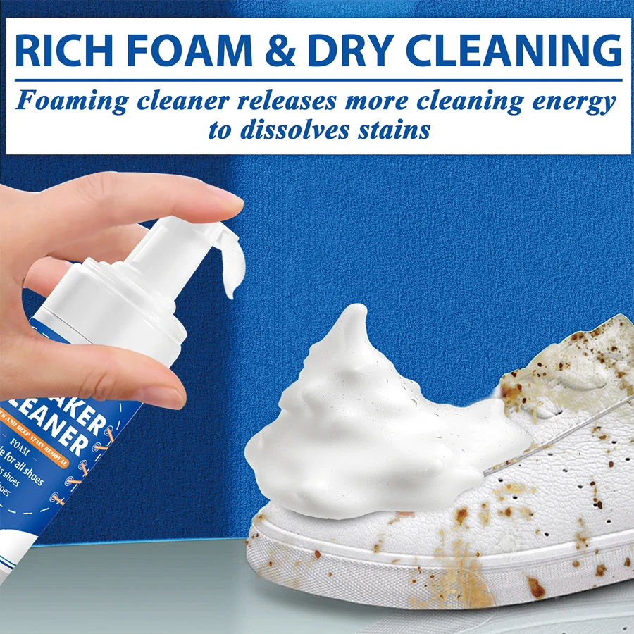 100ml White Shoe Cleaner No-wash Dry Cleaning Foam Decontamination for Suede Sheepskin Matte Shoes Leather Sneakers Care thumbnail 3