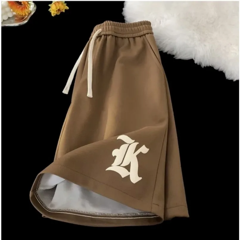 8XL Oversized Loose Shorts Men American Retro Gothic Alphabet Print Japanese Samurai Style Casual Sports Beach Pants Shorts thumbnail 6