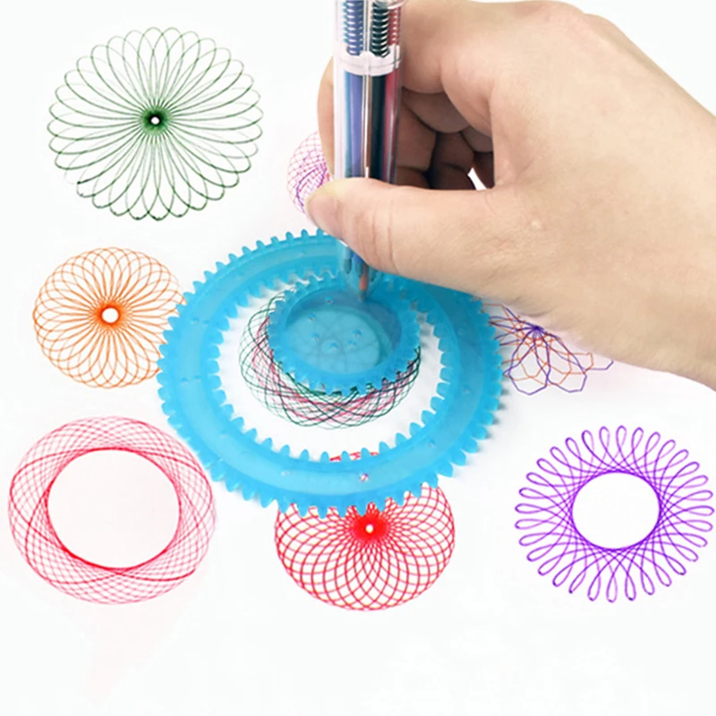 Geometry Spirograph Drawing Stencils Set Painting Template Art Crafts Creative Kids Educational Toy Variety of Flowers Ruler thumbnail 3