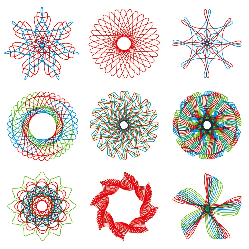 Geometry Spirograph Drawing Stencils Set Painting Template Art Crafts Creative Kids Educational Toy Variety of Flowers Ruler thumbnail 6