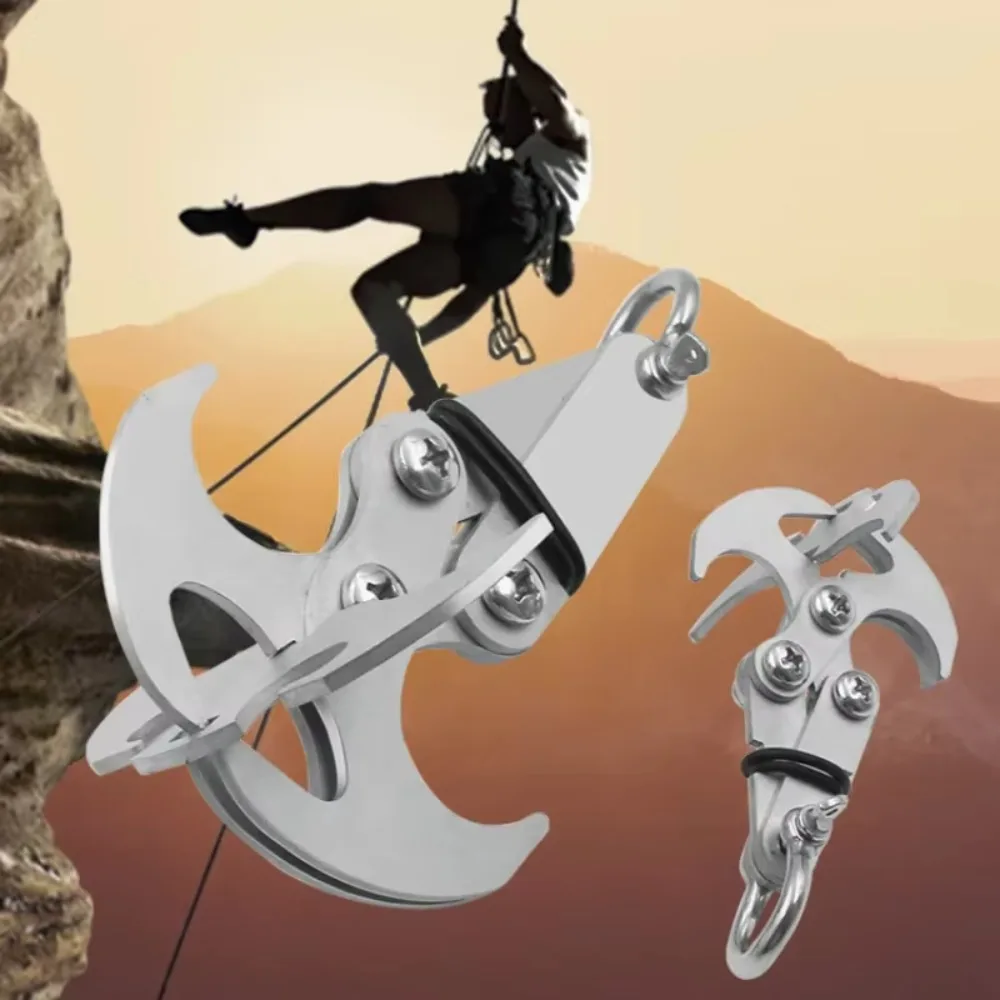 Folding Grappling Hook Multifunctional Stainless Steel Survival Outdoor Climbing Claw Carabiner Camping Gear Multitool Edc Gear thumbnail 2
