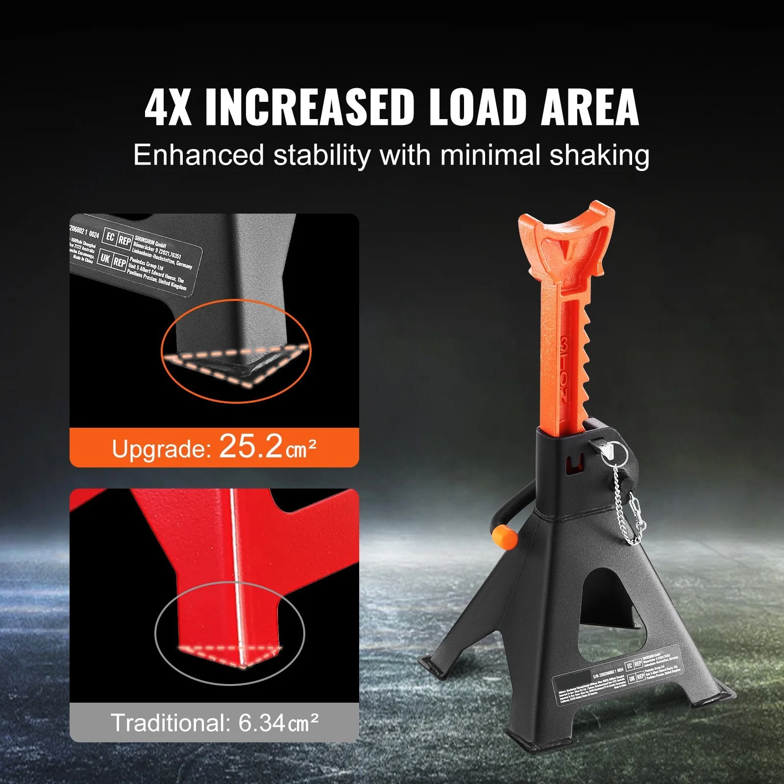 Jack Stands, 3 Ton (6000 lbs) Car Jack Stands Double Locking, 10.8-16.3 inch Adjustable Height, for lifting SUV, Truck,Car thumbnail 4