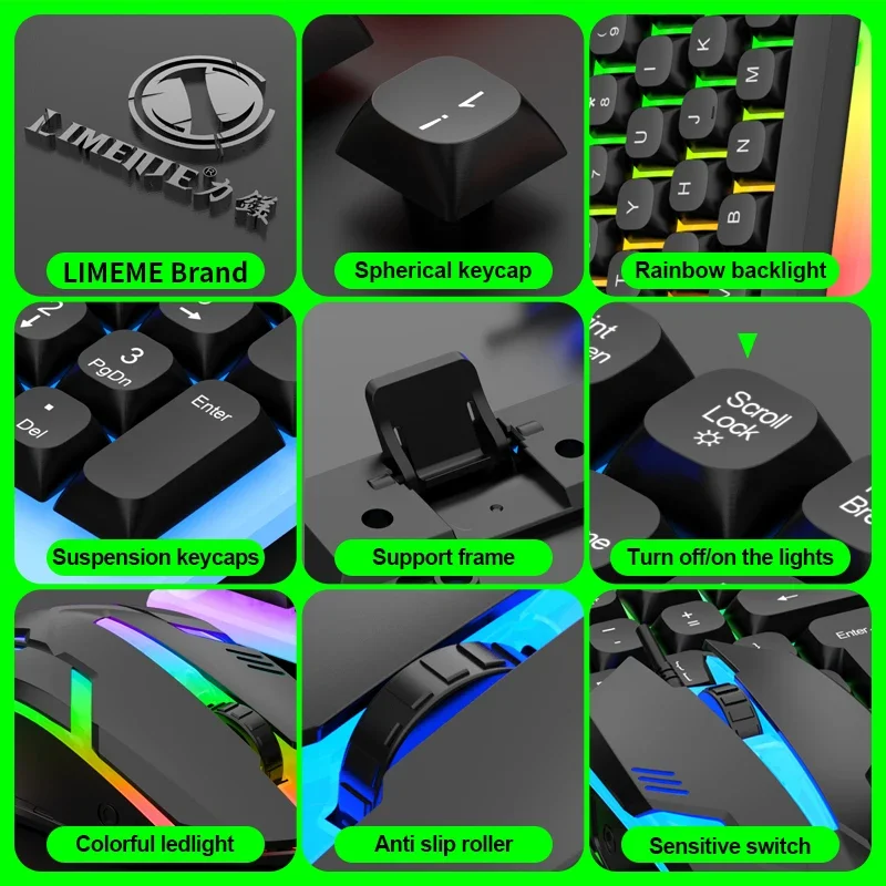 NG GTX350 Gaming Keyboard Mouse Combos Computer Laptop Backlight Gamer Kit LED Wired Usb Keyboard GTX350 Set-Black thumbnail 4