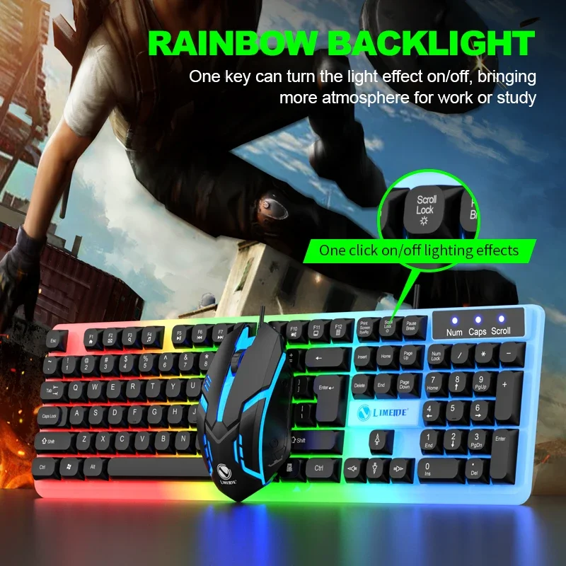 NG GTX350 Gaming Keyboard Mouse Combos Computer Laptop Backlight Gamer Kit LED Wired Usb Keyboard GTX350 Set-Black thumbnail 2