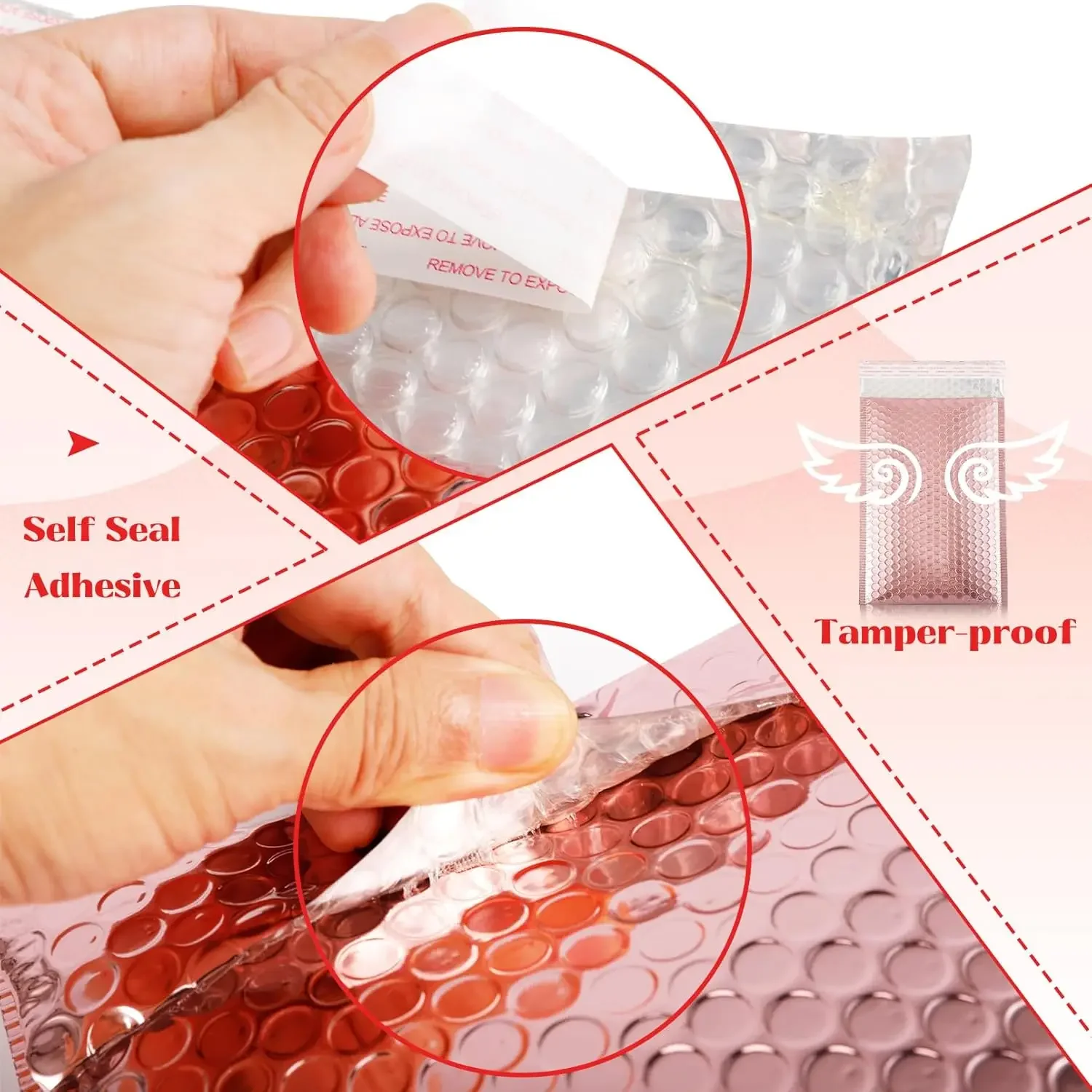 50Pcs Shipping Packaging Rose Gold Holographic Small Business Supplies Metal Bubble Mailer Bags Envelope Mailing Office School thumbnail 3