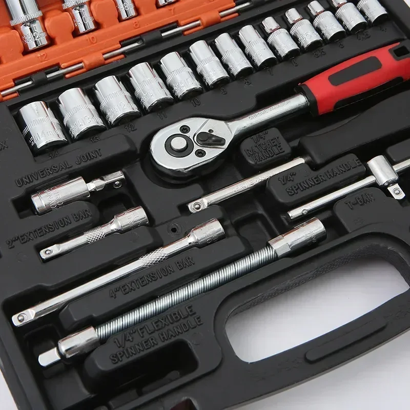Car Toolbox Set Fast Ratchet Wrench 53/46pcs Socket Group Bit Industrial-grade Toolbox Auto Repair Tools Set Maintenance Amagi thumbnail 5