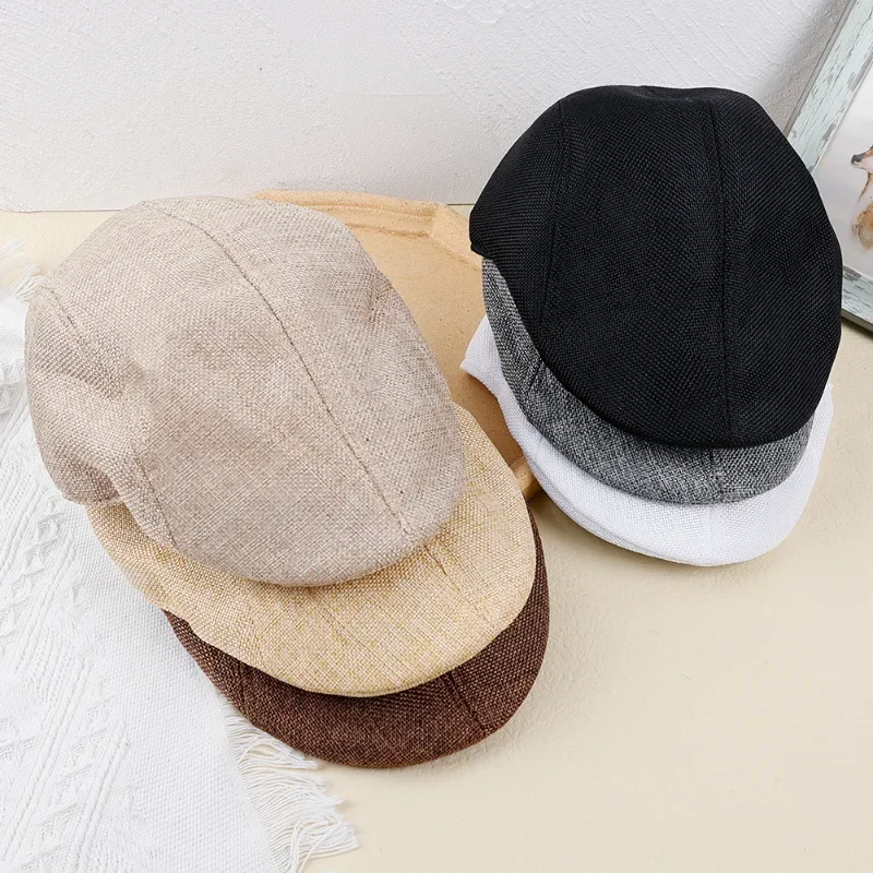 Men Spring and Summer Berets British Style Beret Hat Retro England Hats Male Fashion Hats Peaked Painter Caps for Dad thumbnail 3
