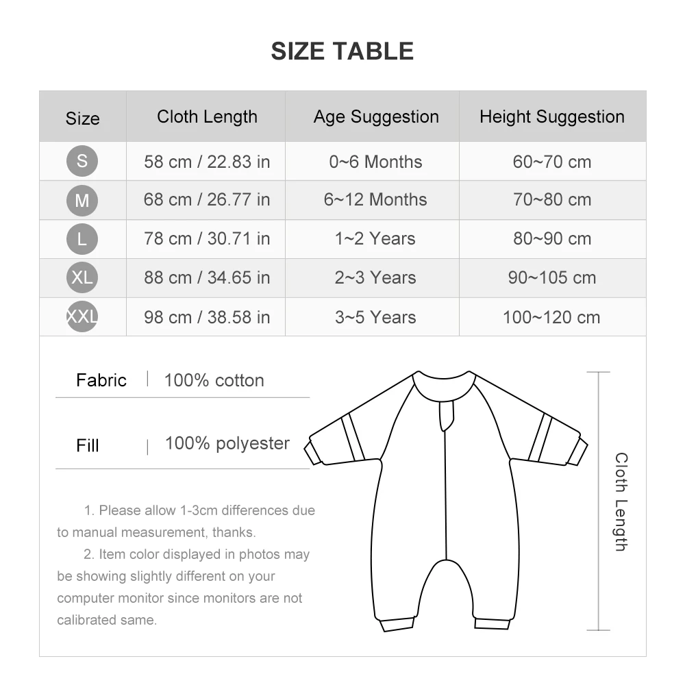 Baby Sleeping Bag 1-4Years Removable Sleeves Kids Winter Warm Sleepwear 3-Ways Zipper Design High Quality Baby Sleepsack thumbnail 6