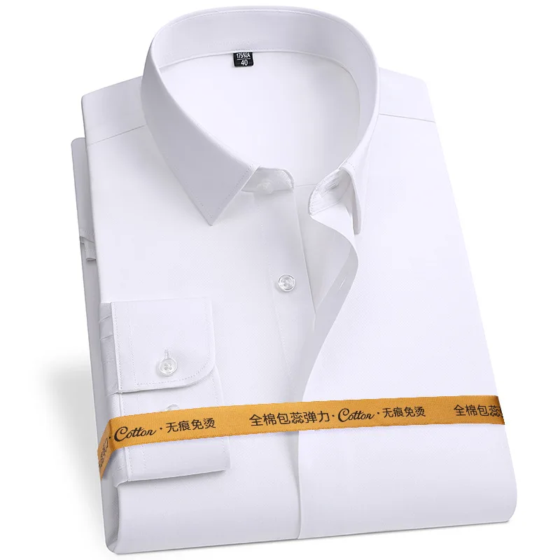 New Fabric 80% Cotton 15% Elastic Silk 5% Spandex No-Iron Anti-Wrinkle Men's Shirts Long Sleeve & Short sleeve Shirts Men Formal thumbnail 2
