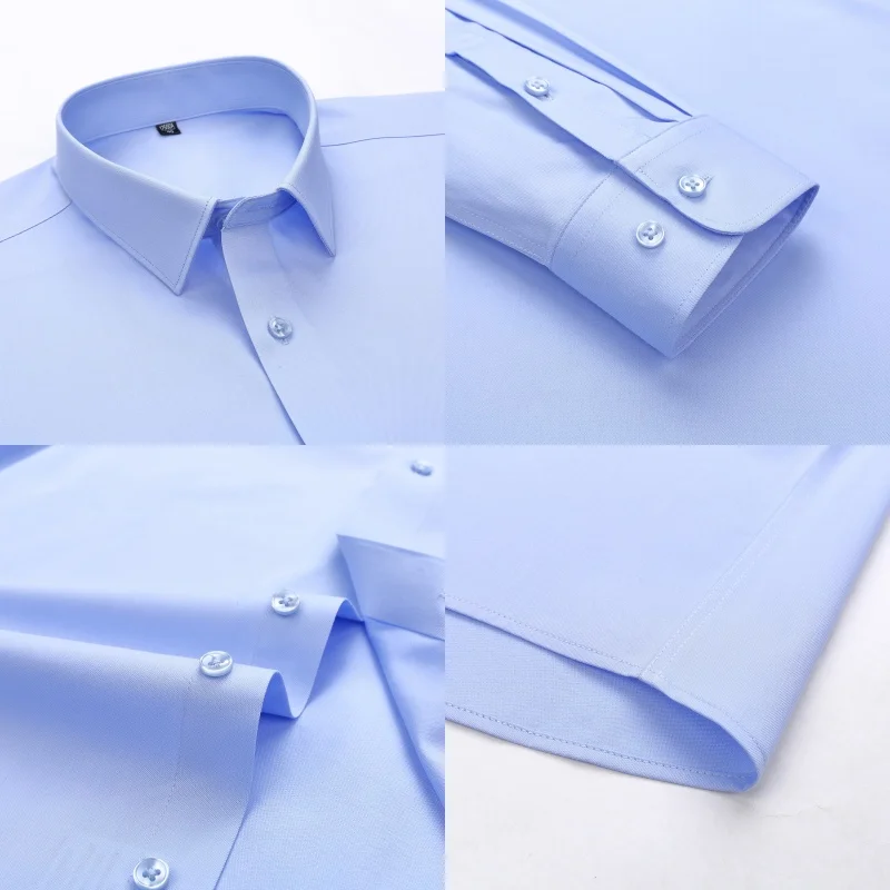 New Fabric 80% Cotton 15% Elastic Silk 5% Spandex No-Iron Anti-Wrinkle Men's Shirts Long Sleeve & Short sleeve Shirts Men Formal thumbnail 4