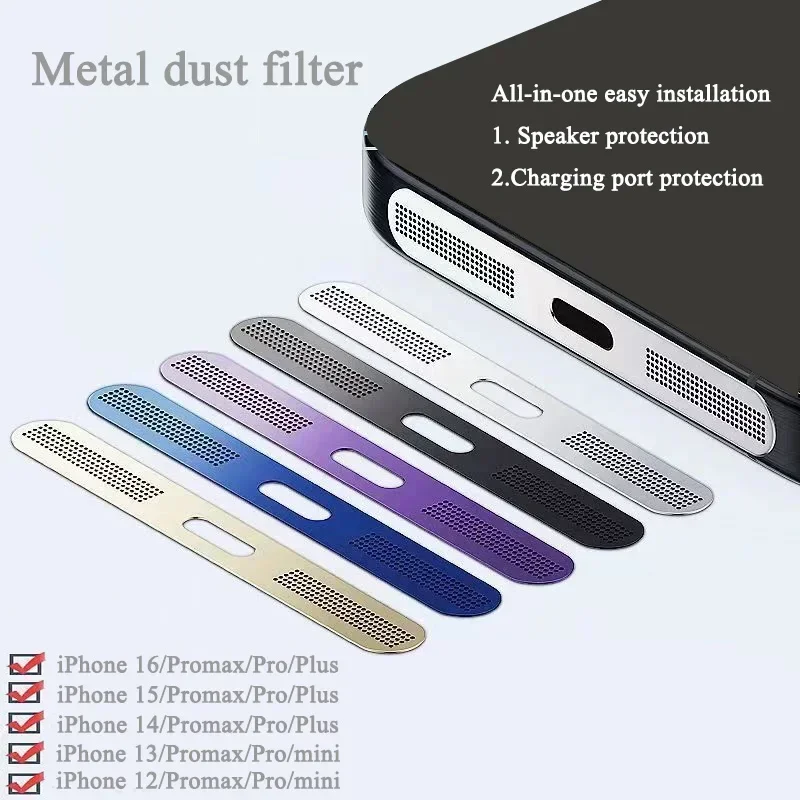 Metal Dust Net for IPhone 12 13 14 15 16 Pro Max Speaker Dust Mesh Charging Port Anti-Scratch Protection dustproof Accessories