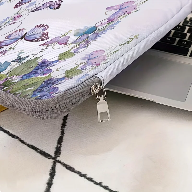 One piece set, two styles, purple butterfly pattern laptop bag and briefcase, suitable for 14 inch laptops thumbnail 6