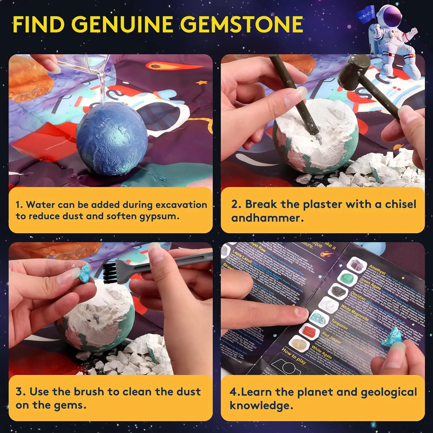 Children's Archaeology Digging Treasure Planet Gem Ore Exploration of The Solar System Mining Science Education Educational Toys thumbnail 5