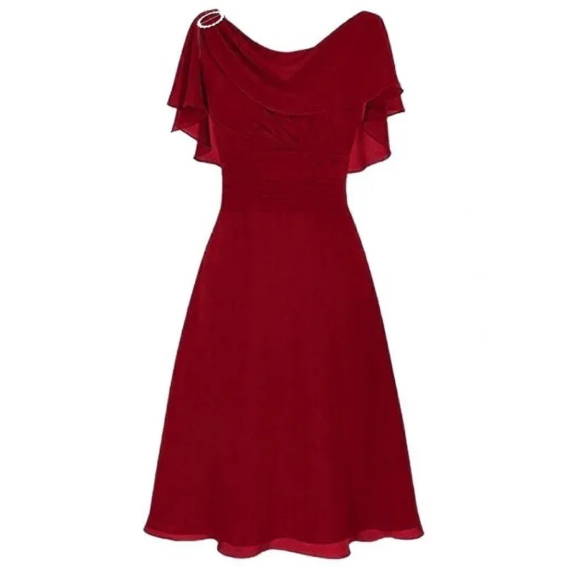 Amazon 2023 New European Style Chiffon Dress Women's Sexy Off-Shoulder Wedding Gown Long Dress Women's Sleeveless Birthday Party thumbnail 5
