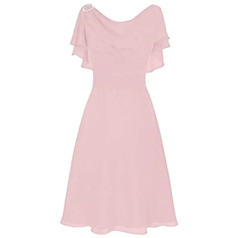 Amazon 2023 New European Style Chiffon Dress Women's Sexy Off-Shoulder Wedding Gown Long Dress Women's Sleeveless Birthday Party thumbnail 3
