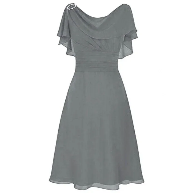 Amazon 2023 New European Style Chiffon Dress Women's Sexy Off-Shoulder Wedding Gown Long Dress Women's Sleeveless Birthday Party thumbnail 4