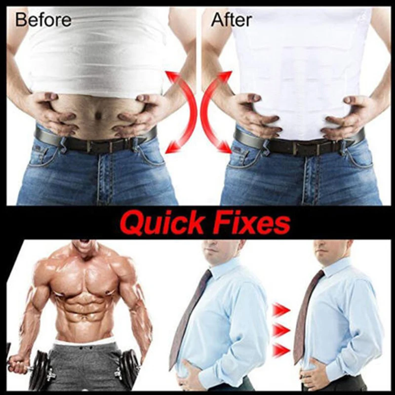 Men's Shapewear Slimming Body Corset Vest Shirt Compression Abdomen Tummy Belly Control Slim Waist Cincher Underwear Sports Vest thumbnail 4