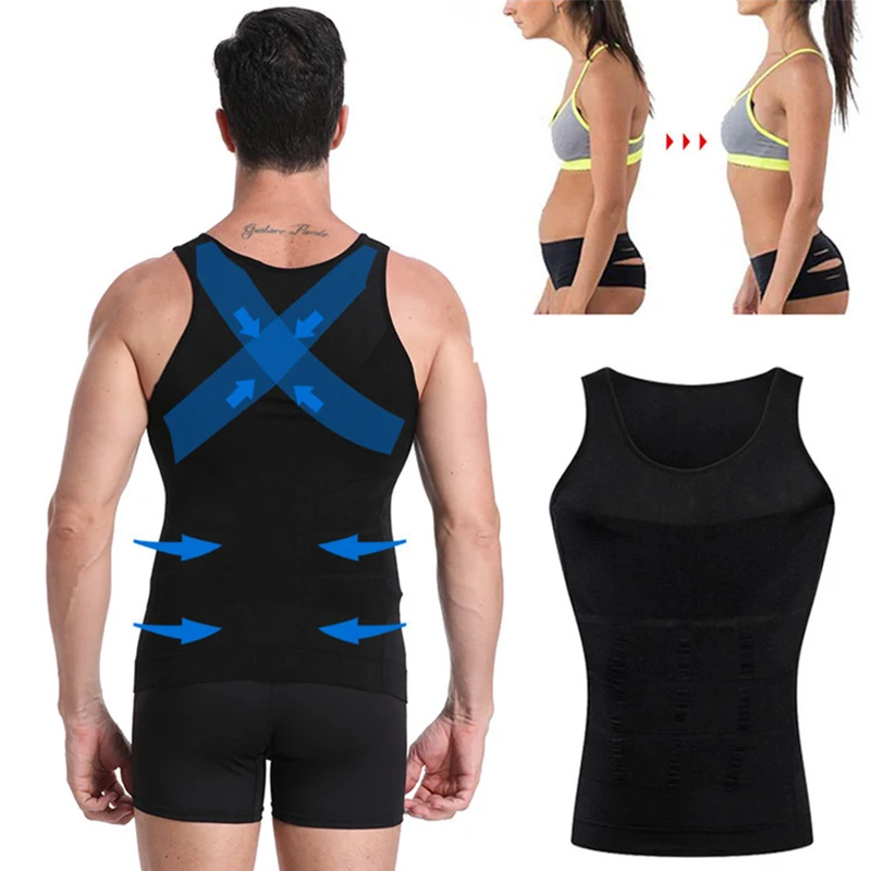 Men's Shapewear Slimming Body Corset Vest Shirt Compression Abdomen Tummy Belly Control Slim Waist Cincher Underwear Sports Vest thumbnail 3